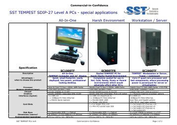 SST TEMPEST SDIP-27 Level A PCs - special applications