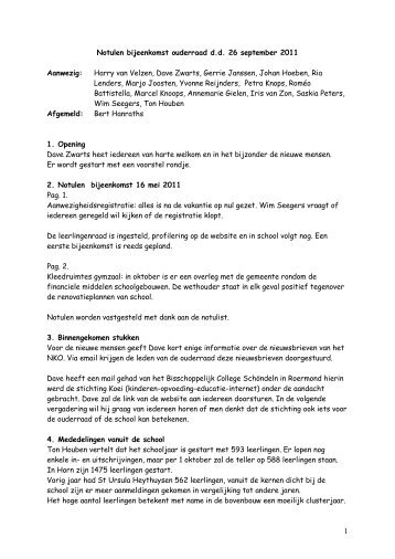 Notulen bijeenkomst ouderraad d
