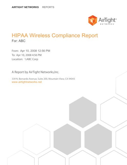 HIPAA Wireless Compliance Report - AirTight Networks