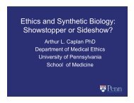 Ethics and Synthetic Biology - Project on Emerging Nanotechnologies