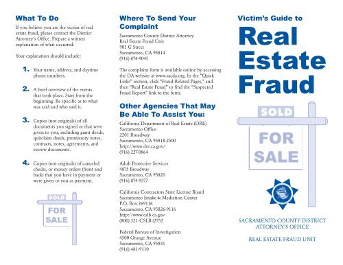 Real Estate Fraud Brochure - Sacramento County District Attorney