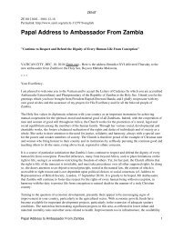 Papal Address to Ambassador From Zambia - Communio