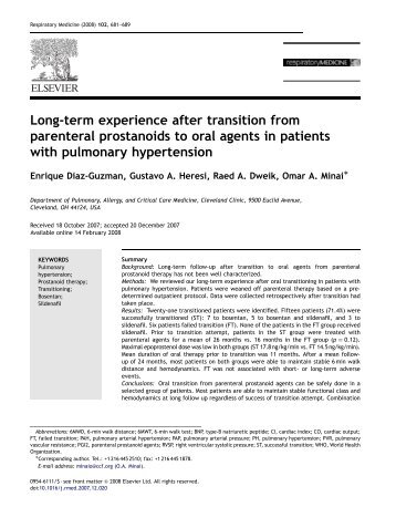 Long-term experience after transition from parenteral prostanoids to ...