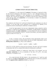 Expt. 7 - Conductivity of Electrolytes