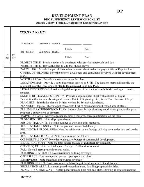 Development Plan Checklist - OrangeCountyFl.net