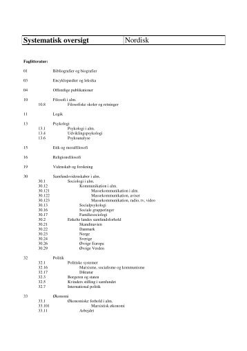 Systematisk oversigt Nordisk