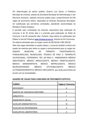 Por determinaÃ§Ã£o do senhor prefeito, Guerino Luiz Zanon ... - Linhares