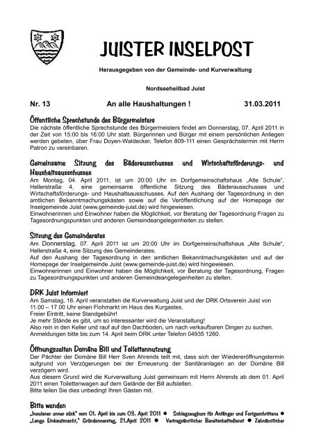 JUISTER INSELPOST - Inselgemeinde Juist