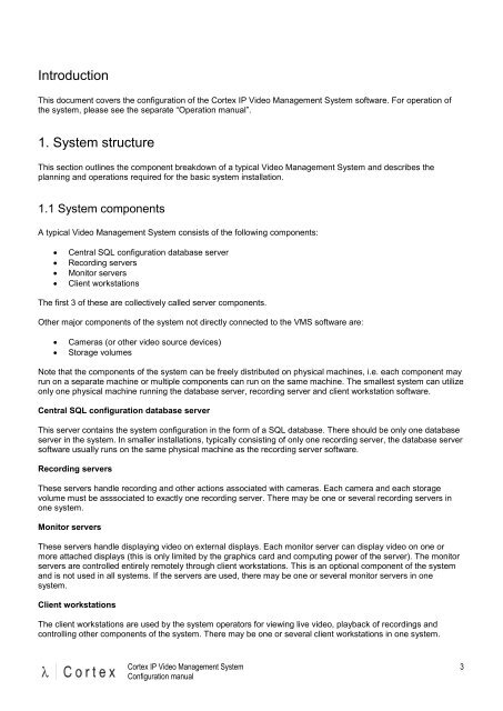 CORTEX- VMS Configuration manual - Qvis Security