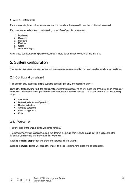 CORTEX- VMS Configuration manual - Qvis Security