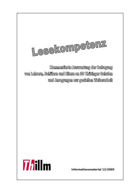 Kommentierte Auswertung der Befragung von Lehrern ... - Thillm