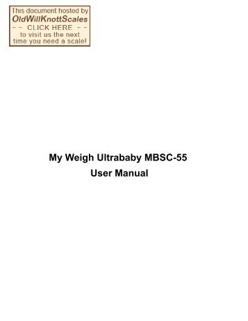 My Weigh Ultrababy MBSC-55 User Manual - Scale Manuals