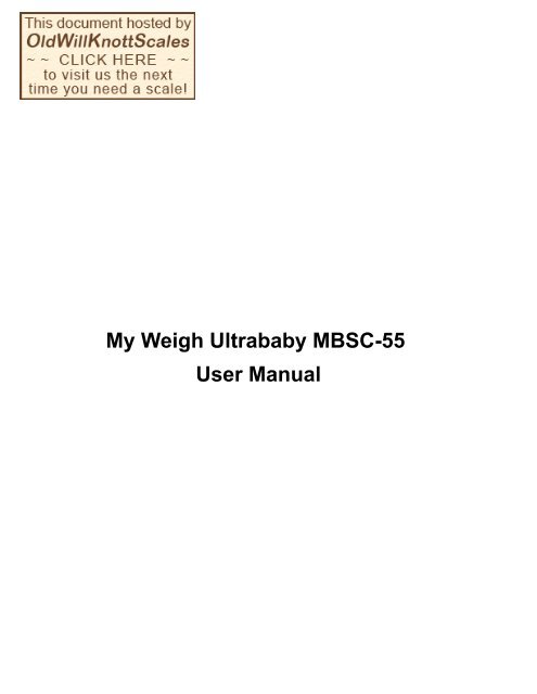 My Weigh Ultrababy MBSC-55 User Manual - Scale Manuals