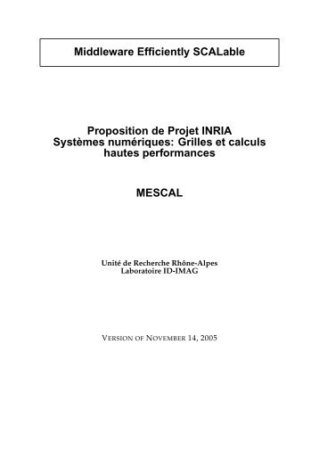 Middleware Efficiently SCALable Proposition de ... - MESCAL Project