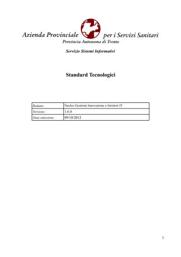Standard Tecnologici in Informatica - APSS - Azienda Provinciale ...