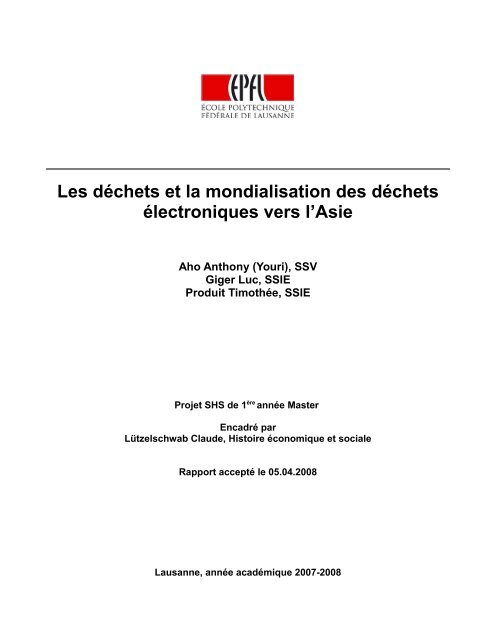 Les déchets et la mondialisation des déchets électroniques ... - CDH