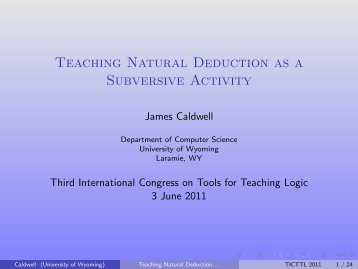 Teaching Natural Deduction as a Subversive Activity - Computer ...