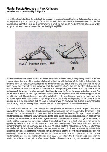 Plantar Fascia Grooves in Foot Orthoses - Algeos