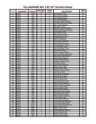 VILLAGEWISE BPL LIST OF TALUKA KAGAL