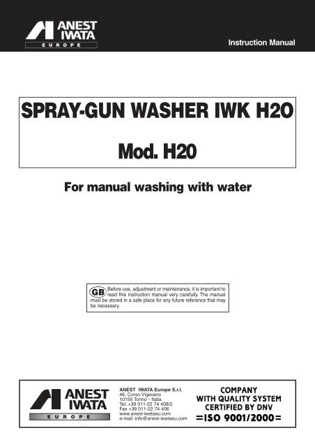 SPRAY-GUN WASHER IWK H2O Mod. H20 - Anest Iwata
