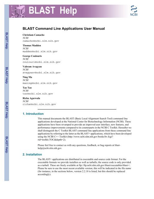 BLAST Command Line Applications User Manual