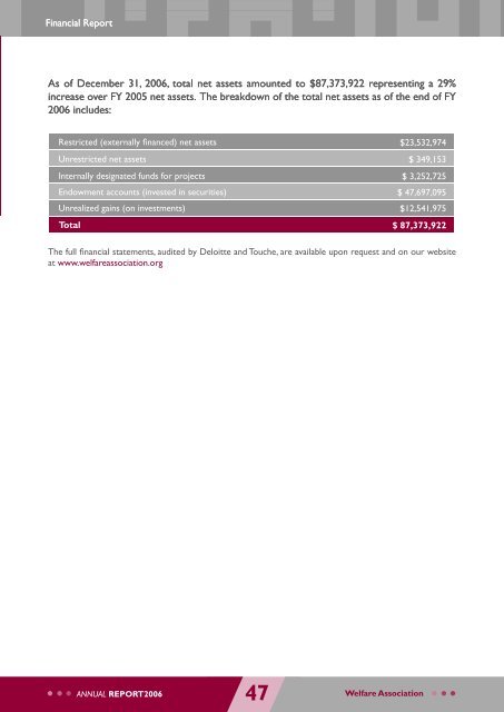 welfare annual report.indd - Welfare - Welfare Association