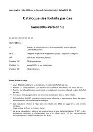 Catalogue des forfaits par cas SwissDRG-Version 1.0