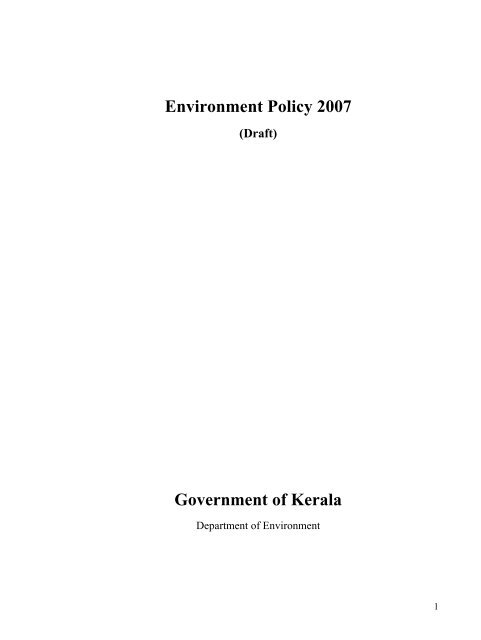 DRAFT ENVIRONMENT POLICY - India Water Portal