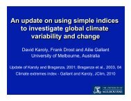 David Karoly, Frank Drost and Ailie Gallant University of ... - IMAGe