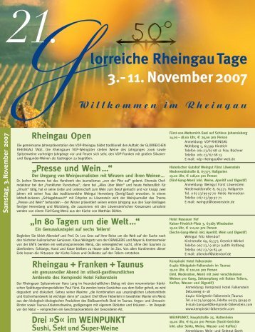 Glorreiche Rheingau Tage 3.- 11. November 2007 - VDP Rheingau