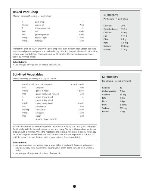 Four Weeks of Healthy Menus - Winnipeg Regional Health Authority