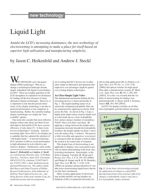 Liquid Light – Electrowetting Emerging for Displays