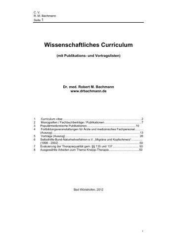 Wissenschaftliches Curriculum - Abnehmen, Entgiften, Entschlacken ...