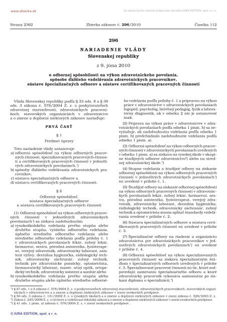 296/2010 Nariadenie vlÃ¡dy Slovenskej republiky o odbornej ...