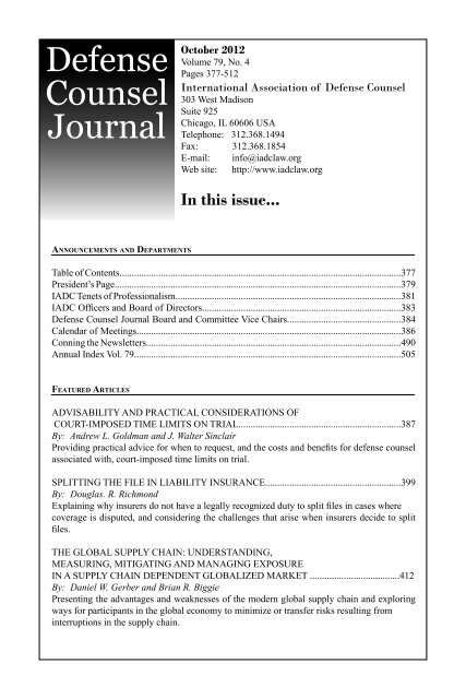 Defense Counsel Journal - International Association of Defense ...