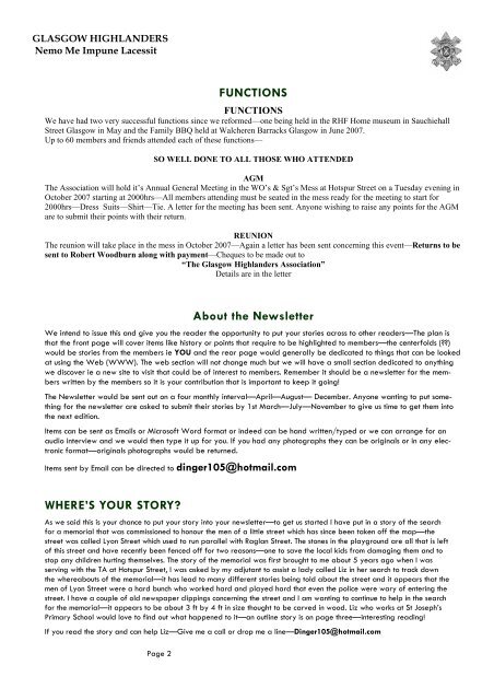 Newsletter No1 - August 2007 - The Royal Highland Fusiliers