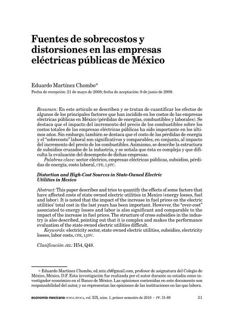 Fuentes de sobrecostos y distorsiones en las empresas eléctricas ...