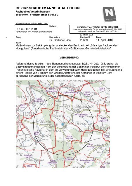 BEZIRKSHAUPTMANNSCHAFT HORN - beim NÖ-Imkerverband