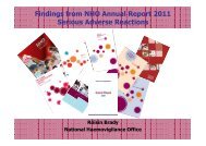 Findings from NHO Annual Report 2011 Serious Adverse Reactions