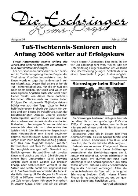 Tus-Tischtennis-Senioren auch Anfang 2006 weiter ... - Eschringen