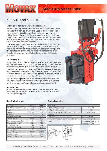 Side-Grip Sheet Piler - Movax