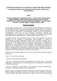 Relazione illustrativa al Codice antimafia - Ssai - Ministero Dell'Interno