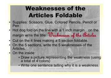 Weaknesses of the Articles of Confederation foldable