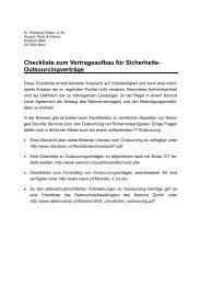 Checkliste zum Vertragsaufbau für Sicherheits - Deutsch Wyss ...