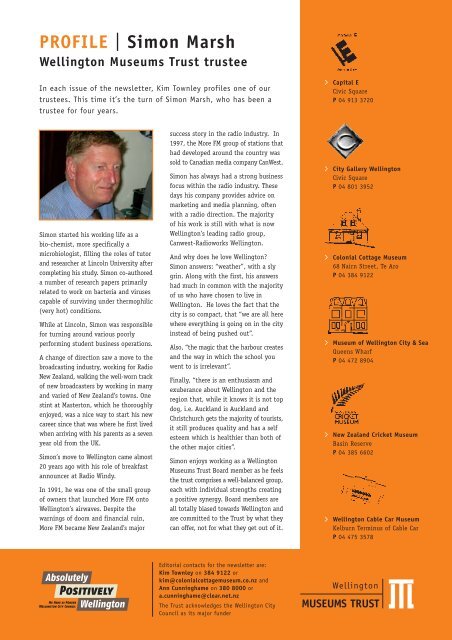 Wellington Museums Trust newsletter June 2004