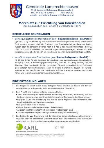 Merkblatt zur Errichtung von Hauskanälen (662 KB)