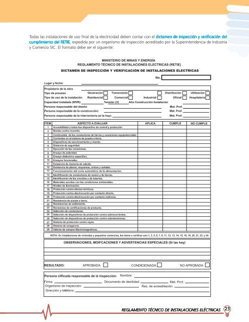 Reglamento TÃ©cnico de Instalaciones ElÃ©ctricas - Upme