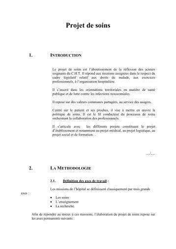 Projet de soins - Centre Hospitalier Territorial