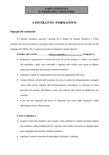 contratto formativo - Centro per l'impiego V.C.O.