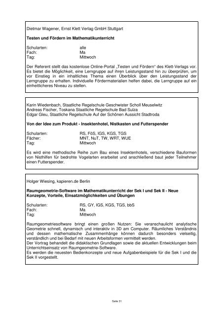 Kompetenzen entwickeln 18. Tage des mathematischen und - Thillm